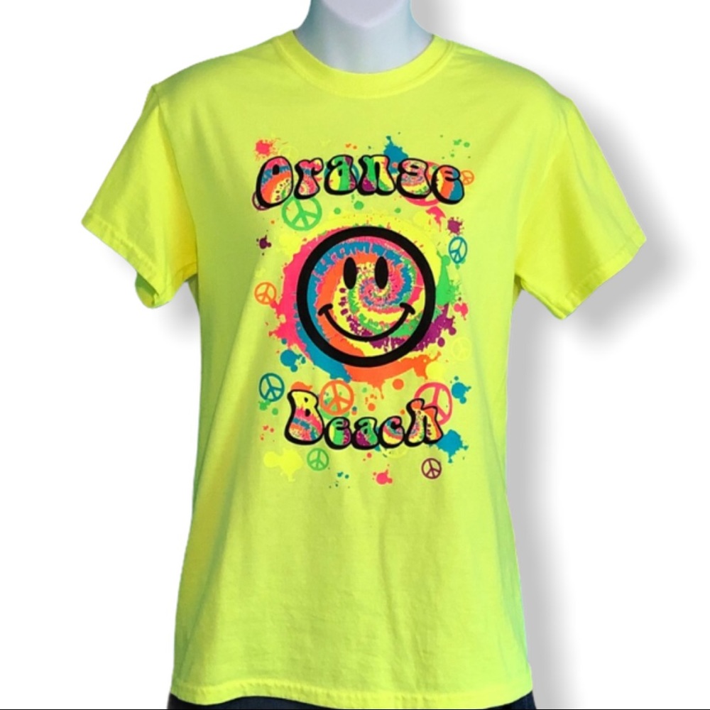Gildan Orange Beach Happy Face Tee Shirt